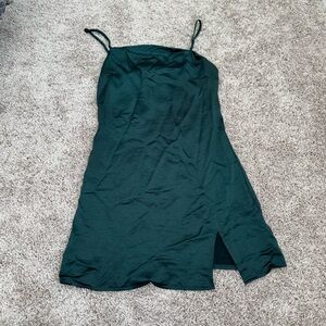 Satin dress with slit